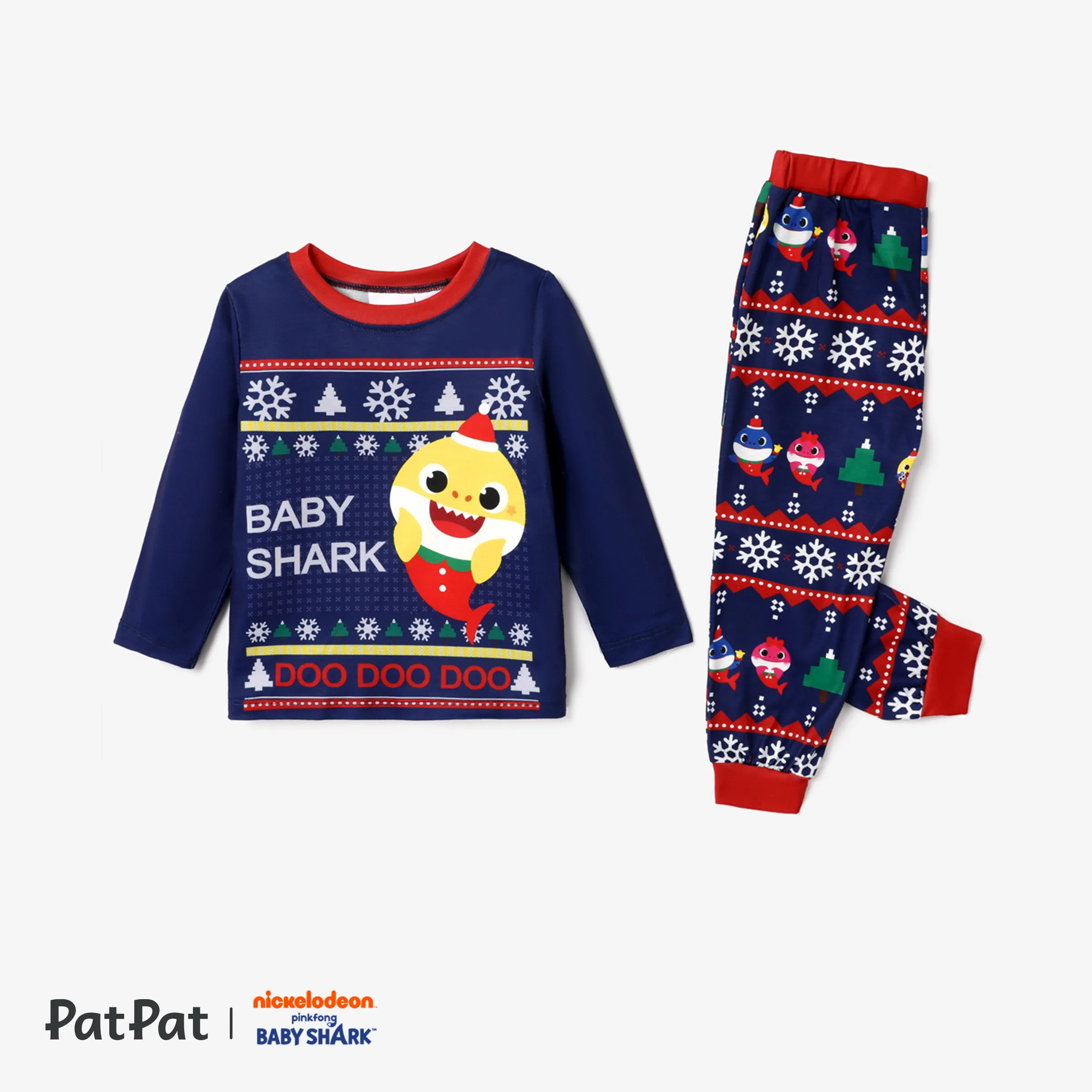 

Baby Shark Christmas Family Matching Character Print Long-sleeve Top and Pants Pajamas Sets (Flame Resistant)