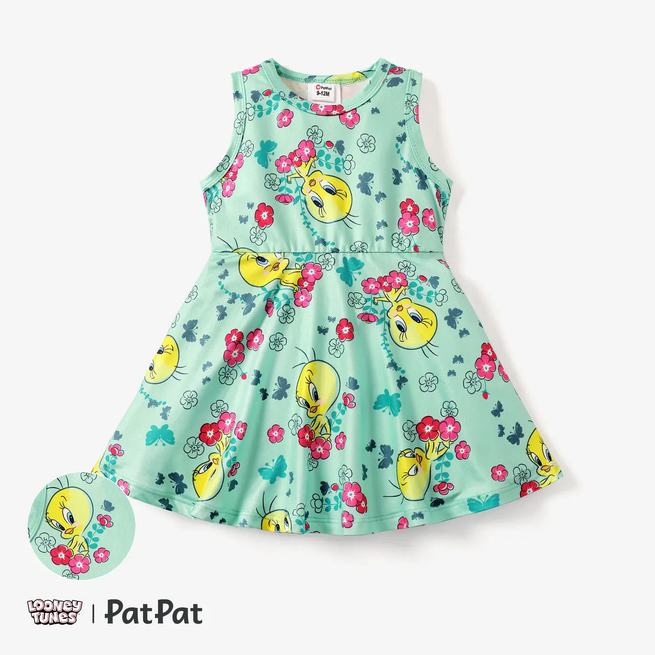 Looney Tunes 1pc Baby Girls Character Print Floral/Strawbeery Dress
 Green big image 1