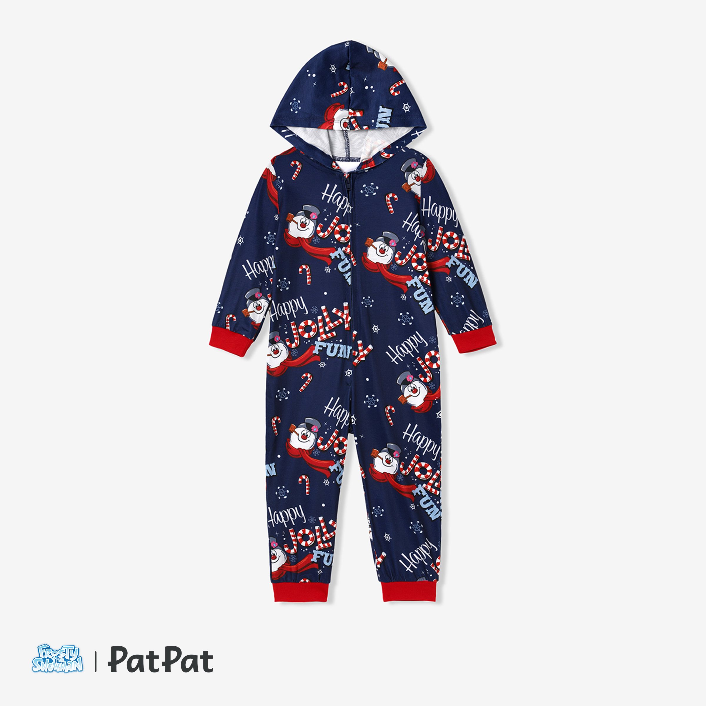 Frosty The Snowman Family Matching Noël Allover Zip-up Hooded Onesies Pajamas