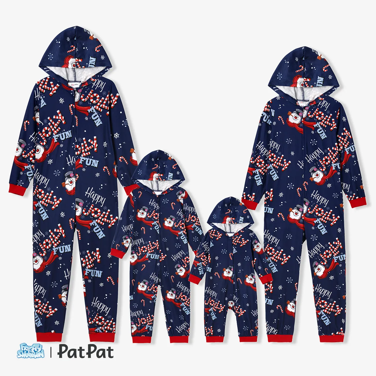 Frosty The Snowman Natal Look de família Manga comprida Conjuntos de roupa para a família Pijamas (Flame Resistant) Azul Escuro big image 1