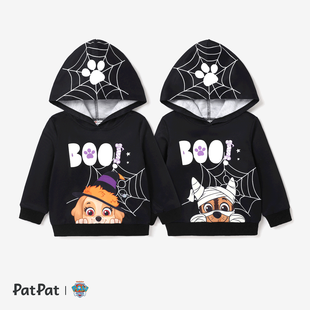 PAW Patrol Halloween Glow Toddler Girl/Boy Big Graphic Print Long-sleeve Hoodie Black big image 1