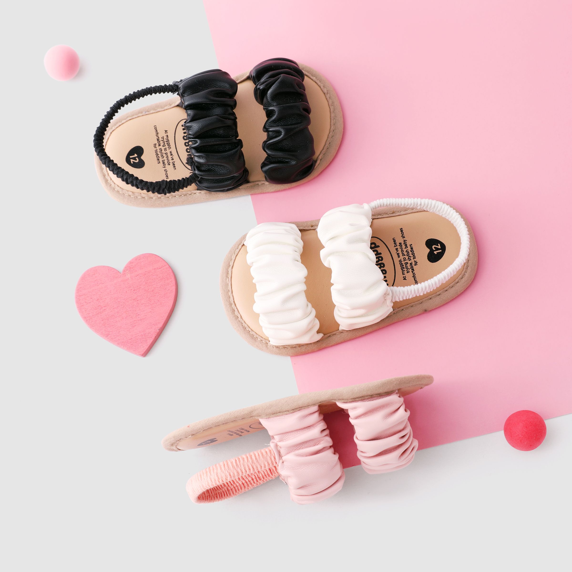 

Baby Girl Pleat Design Leather Prewalker Shoes Sandals
