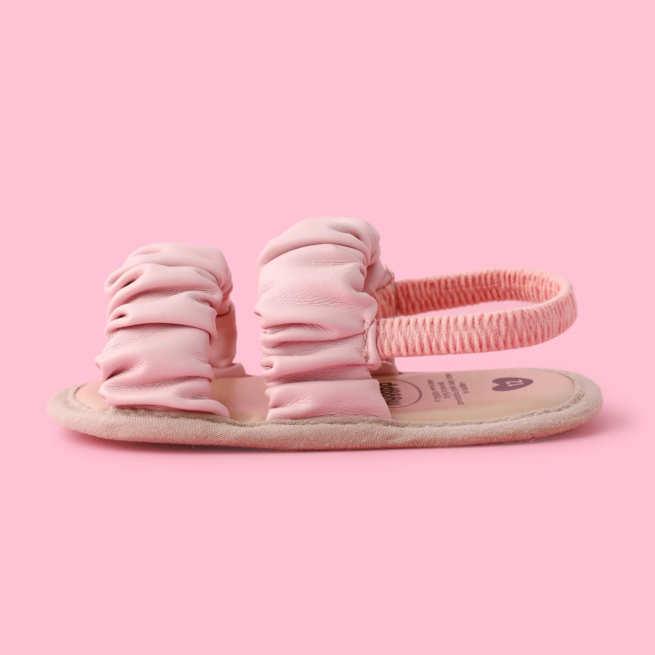 Baby Girl Pleat Design Leather Prewalker Shoes Sandals Pink big image 1