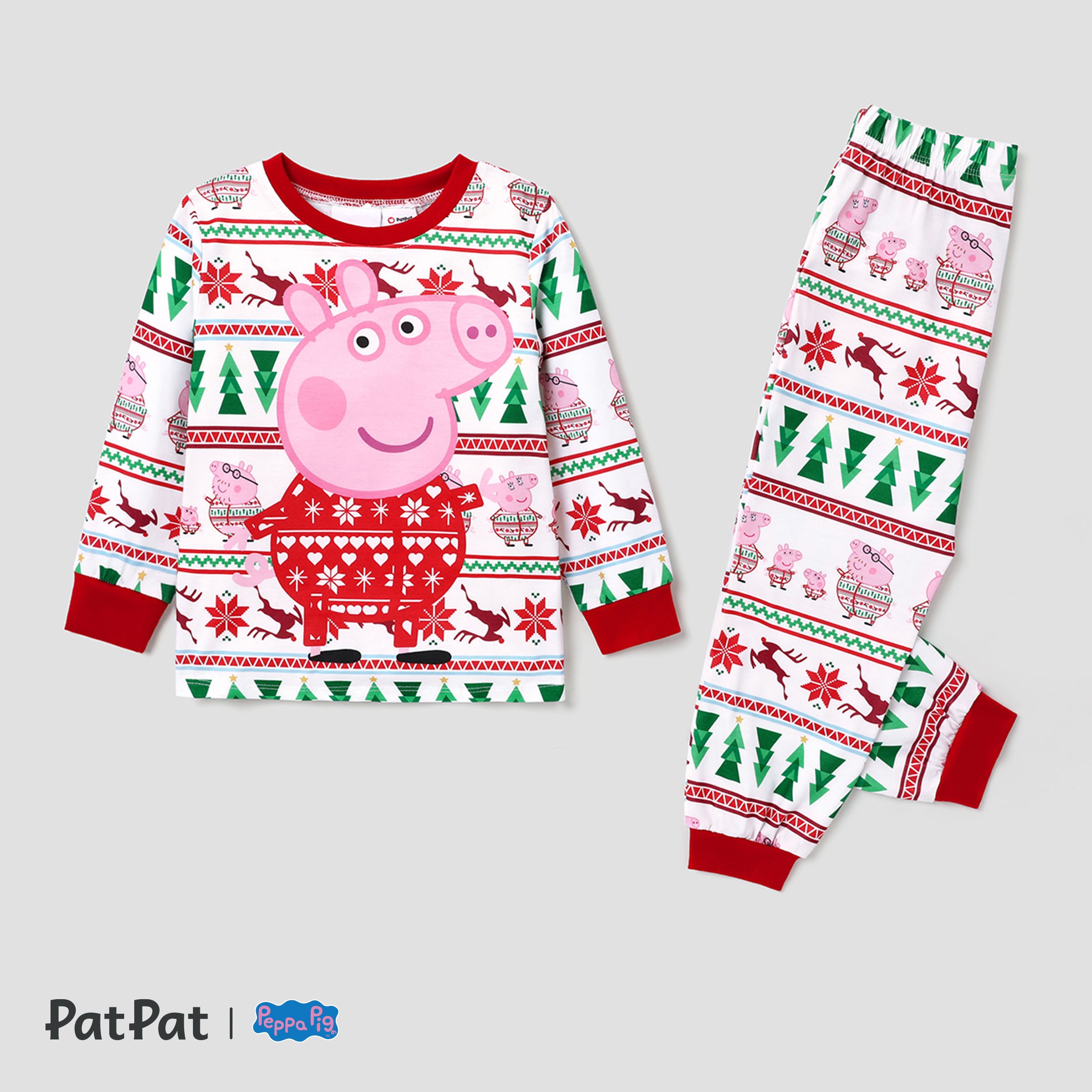 

Peppa Pig Christmas Family Matching Character Print Long-sleeve Pajamas Sets(Flame Resistant)