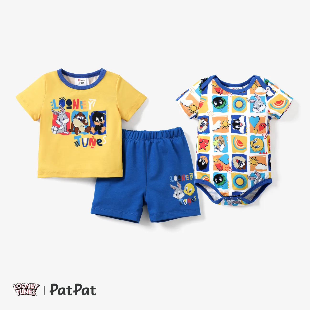 Looney Tunes 2pcs Baby Girl/Boy Casual Sets or 1pc Romper Color block big image 1