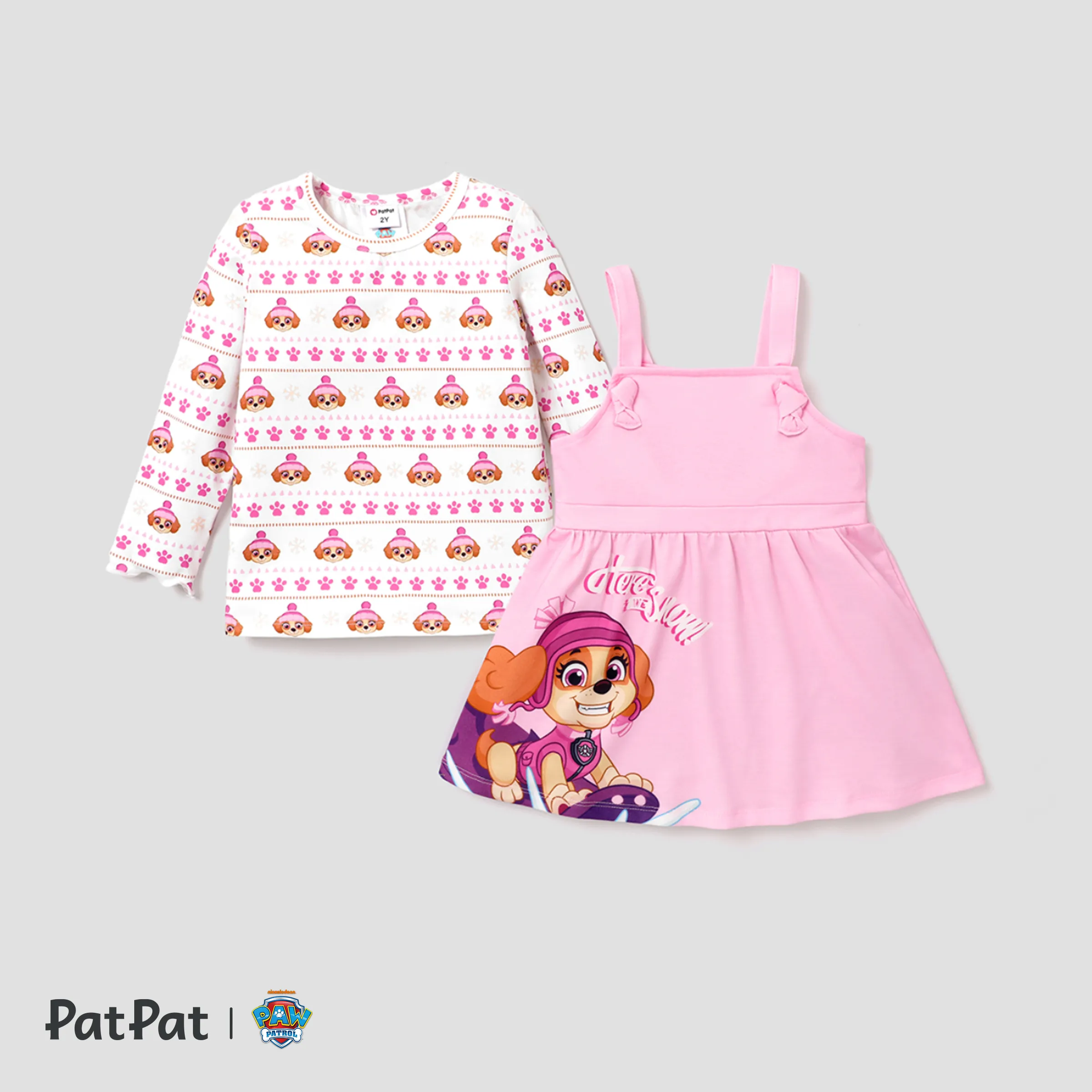 PAW Patrol Toddler Girl Allover Snowflake Print Graphic Top And Camisole Dress Sets