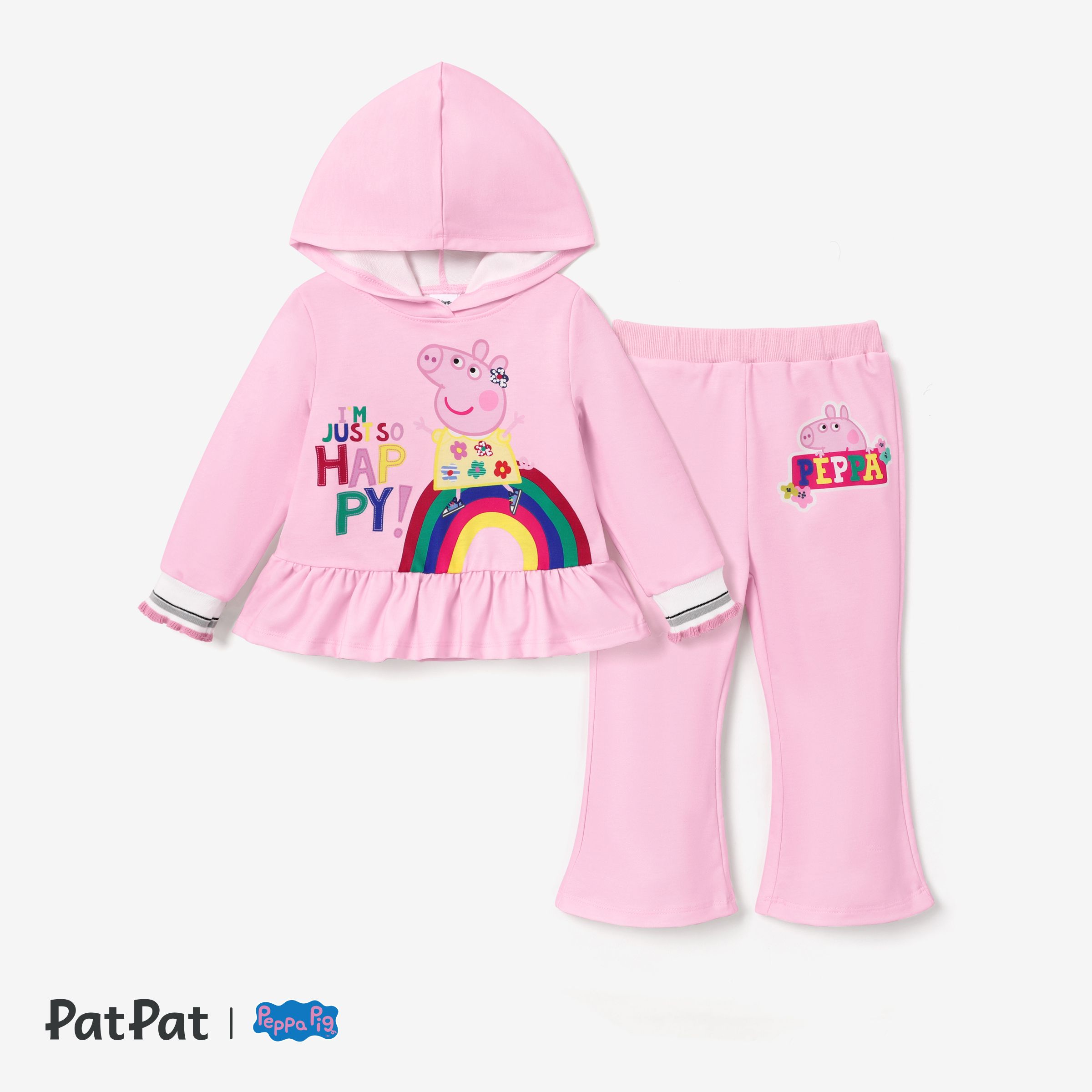 Peppa Pig 2pcs Toddler Girl  Hooded Sweatshirt And Flares Sets