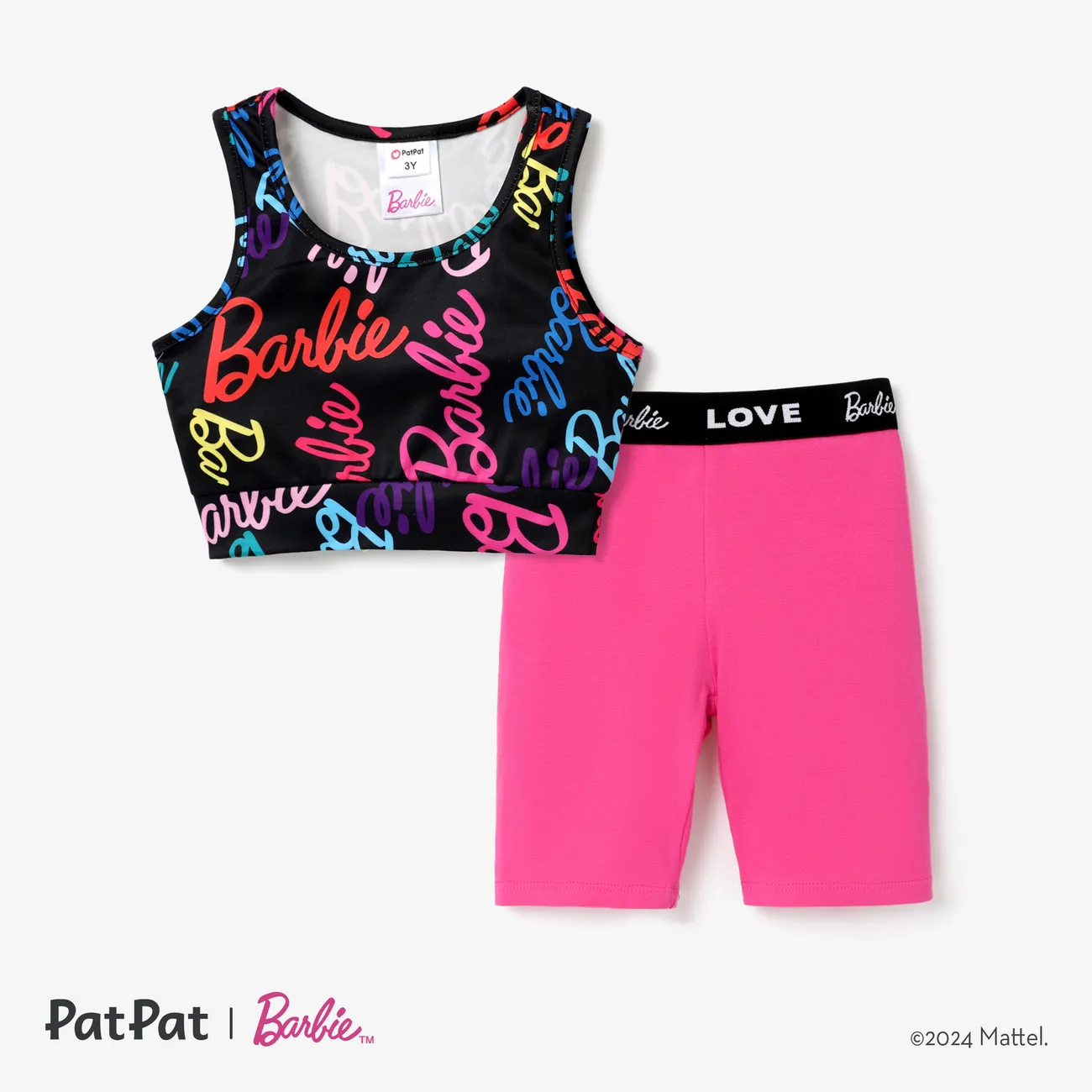Barbie 2pcs Sporty Sets for Toddler/Kid Girls with Letter Pattern
 Black big image 1