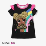 L.O.L. SURPRISE! toddler Girl Graphic Print ruffled dress Black
