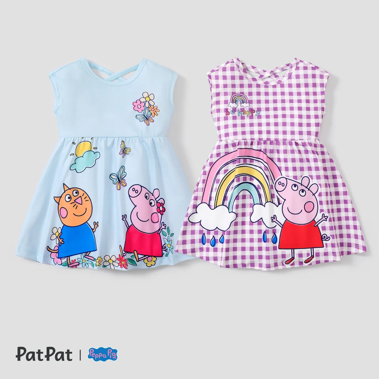 Peppa Pig Criança Menina Recorte Infantil Vestidos Roxa big image 1