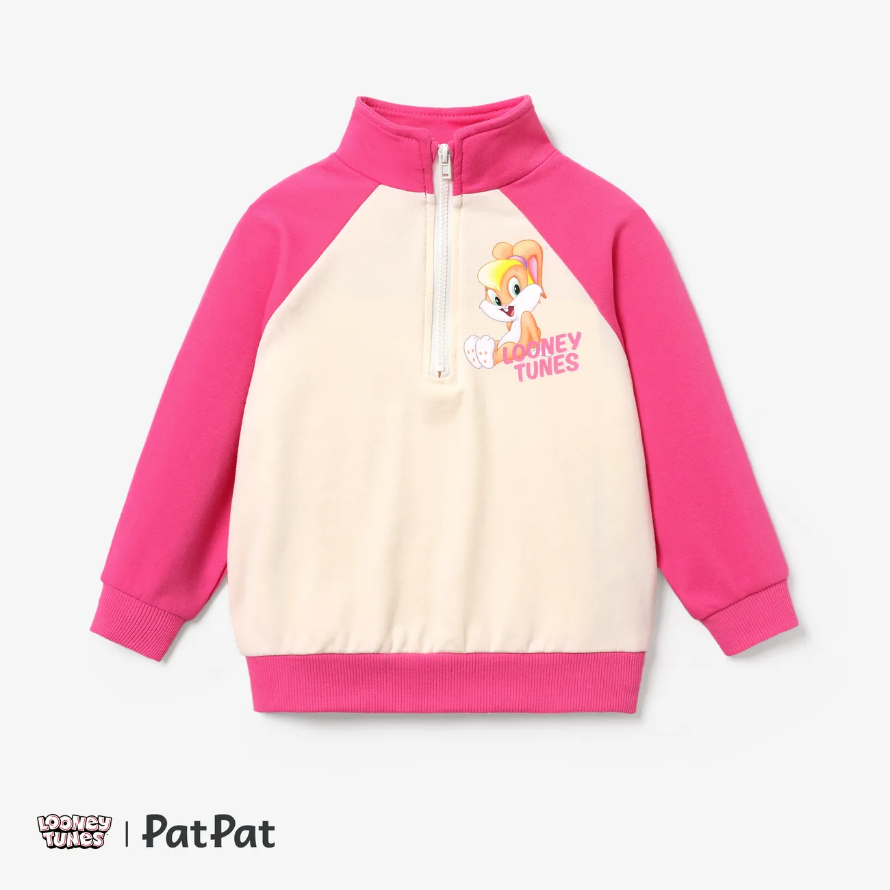 Looney Tunes Toddler Boy/Girl Zipper Stand Collar Sweatshirt Pink big image 1