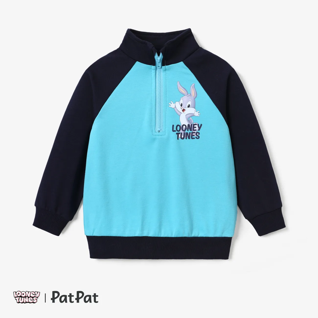 Looney Tunes Toddler Boy/Girl Zipper Stand Collar Sweatshirt Blue big image 1
