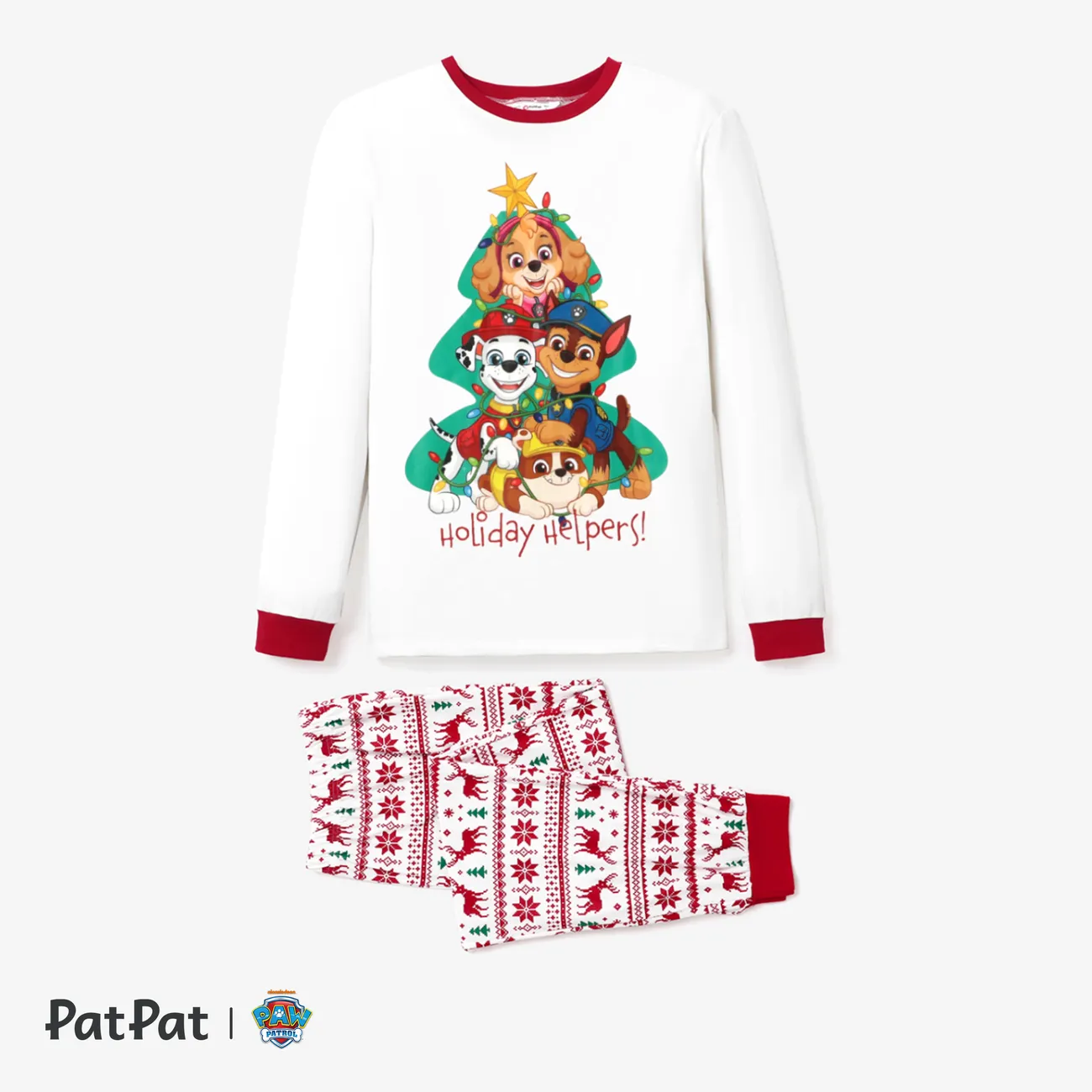 La Pat’ Patrouille Noël Look Familial Chien Manches longues Tenues de famille assorties Pyjamas (Flame Resistant) Rouge big image 1