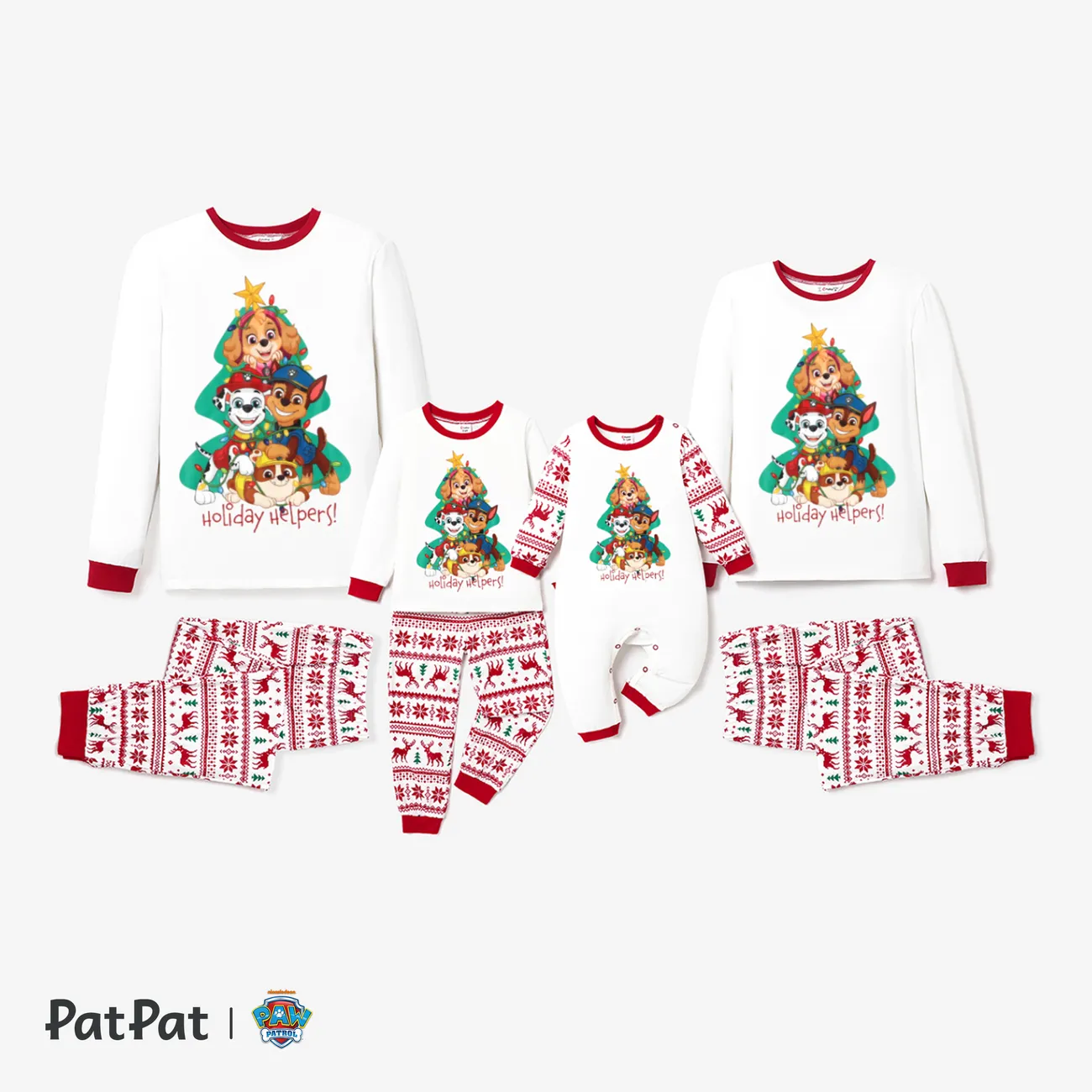 Patrulha Canina Natal Look de família Cão Manga comprida Conjuntos de roupa para a família Pijamas (Flame Resistant) Vermelho big image 1