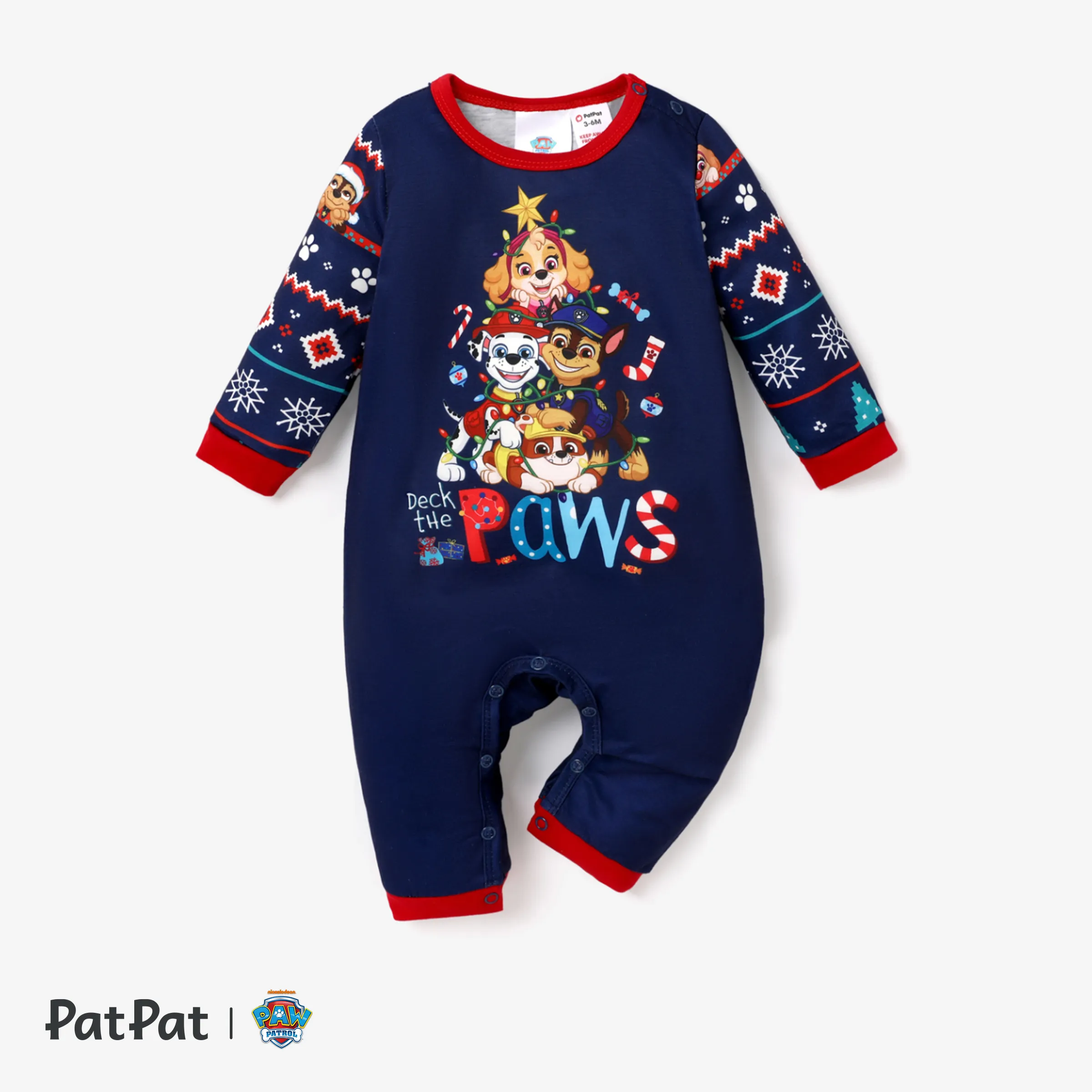 PAW Patrol Christmas Family Matching Character Allover Print Long-sleeve Pajamas Sets(Flame Resistant)
