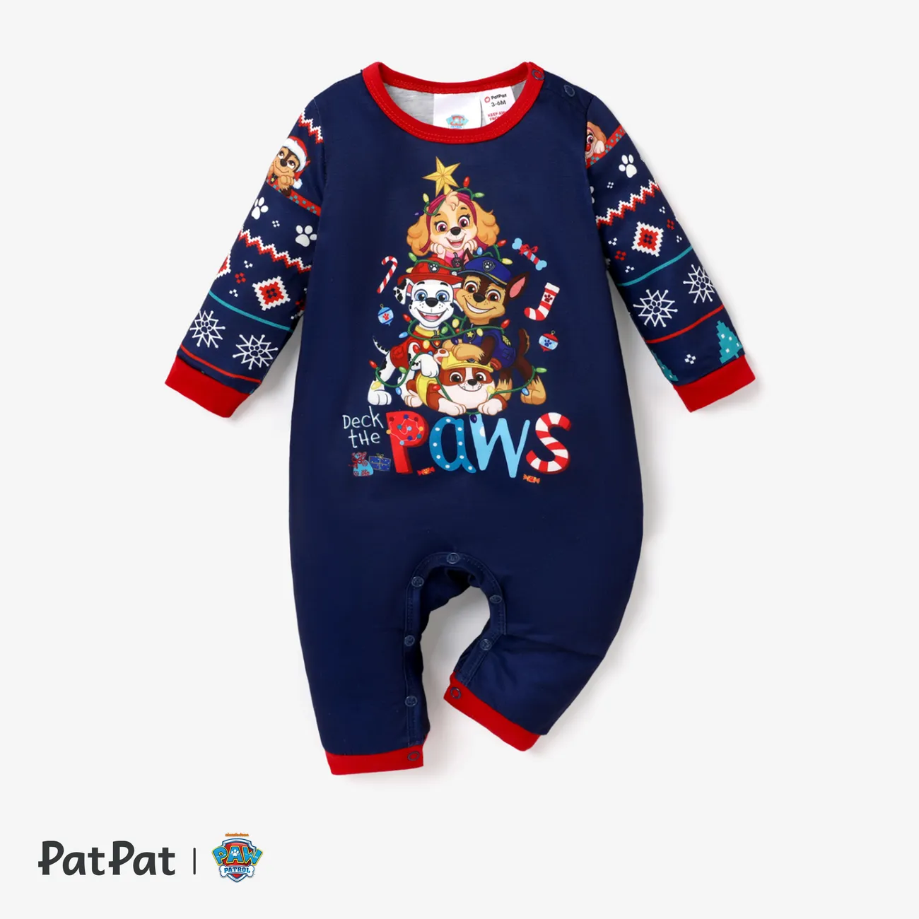 La Pat’ Patrouille Noël Look Familial Manches longues Tenues de famille assorties Pyjamas (Flame Resistant) bleu profond big image 1