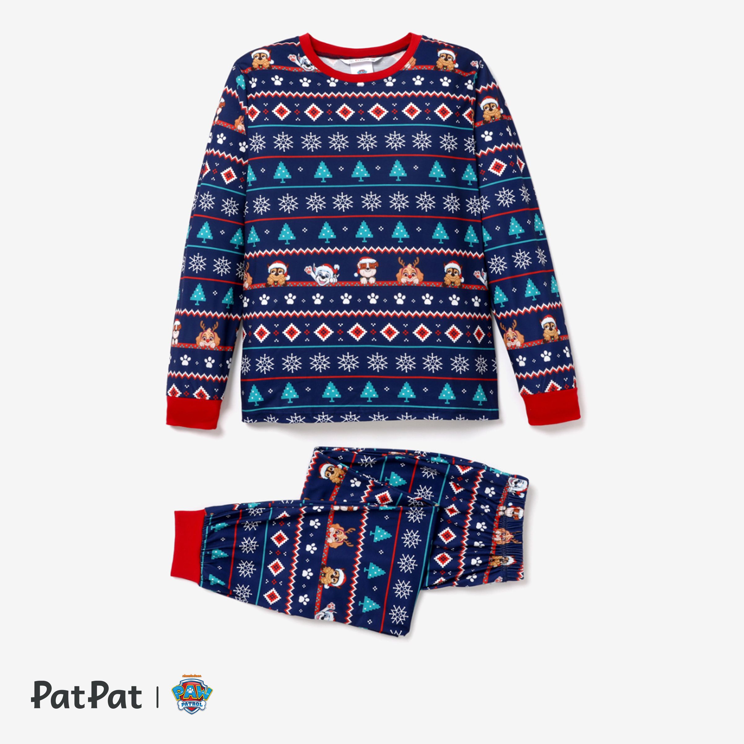 PAW Patrol Christmas Family Matching Character Allover Print Long-sleeve Pajamas Sets(Flame Resistan