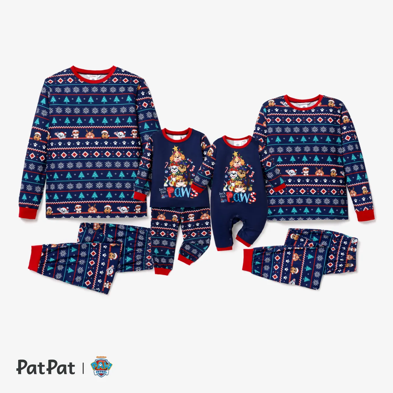 La Pat’ Patrouille Noël Look Familial Manches longues Tenues de famille assorties Pyjamas (Flame Resistant) bleu profond big image 1