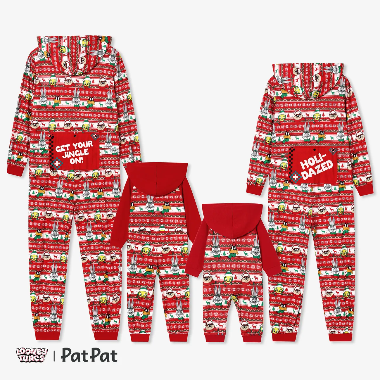 Looney Tunes Noël Look Familial Manches longues Tenues de famille assorties Pyjamas (Flame Resistant) Rouge big image 1