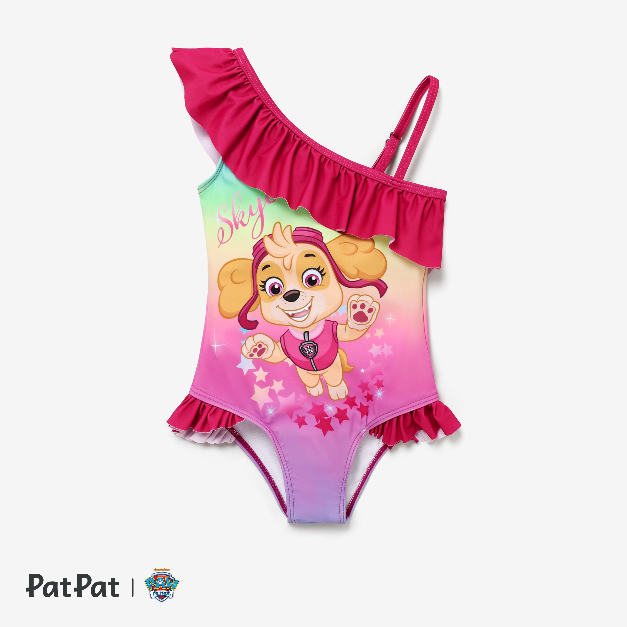 paw patrol sweet toddler girls' one-piece swimsuit with slanted shoulder
