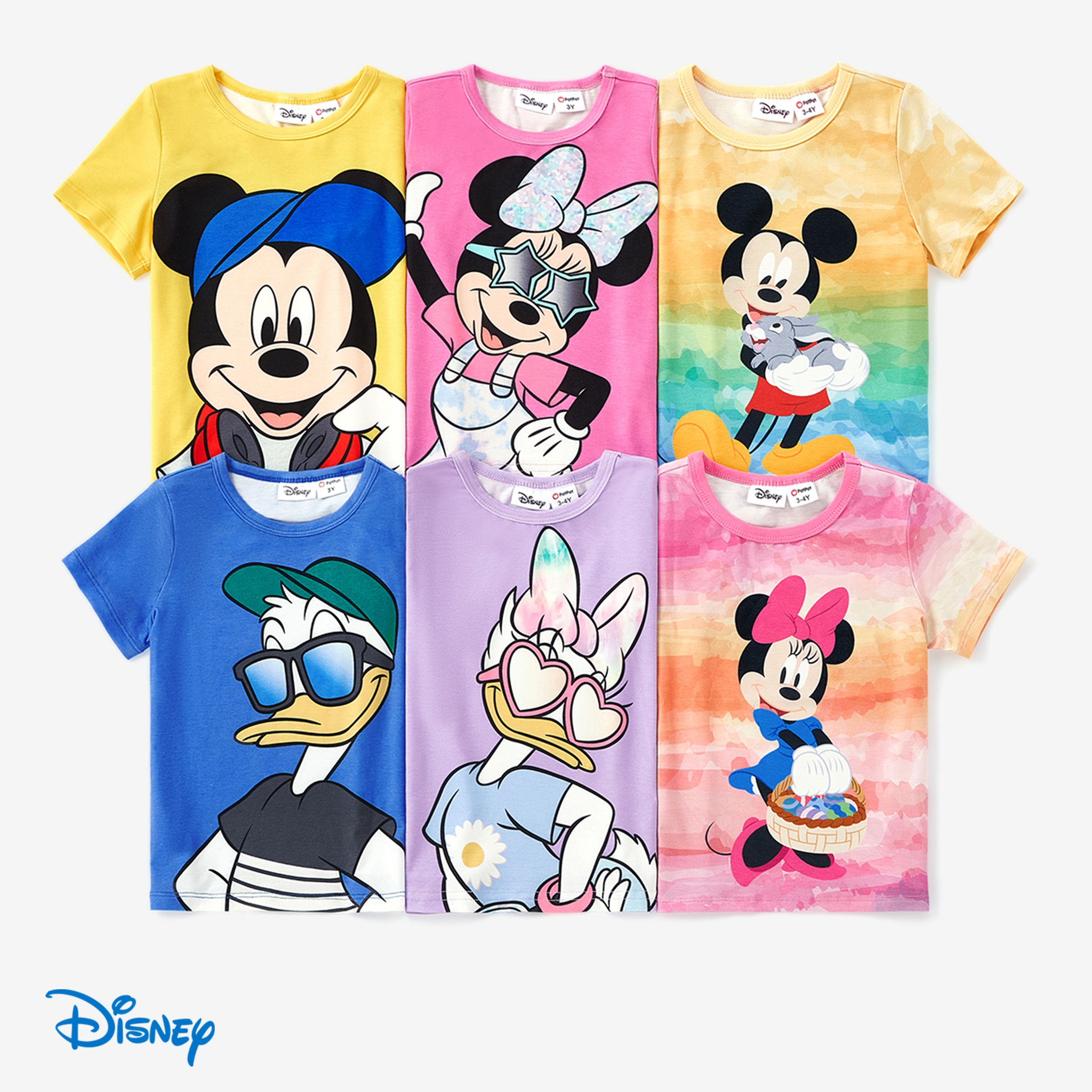 迪士尼米奇和朋友們 1 件幼兒/孩子女孩/男孩角色 Tyedyed/條紋/彩色印花 Naia™ 短袖 T 恤