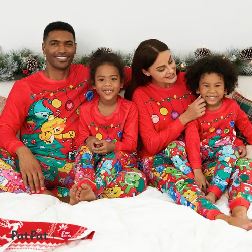 Ursinhos Carinhosos Natal Look de família Manga comprida Conjuntos de roupa para a família Pijamas (Flame Resistant)