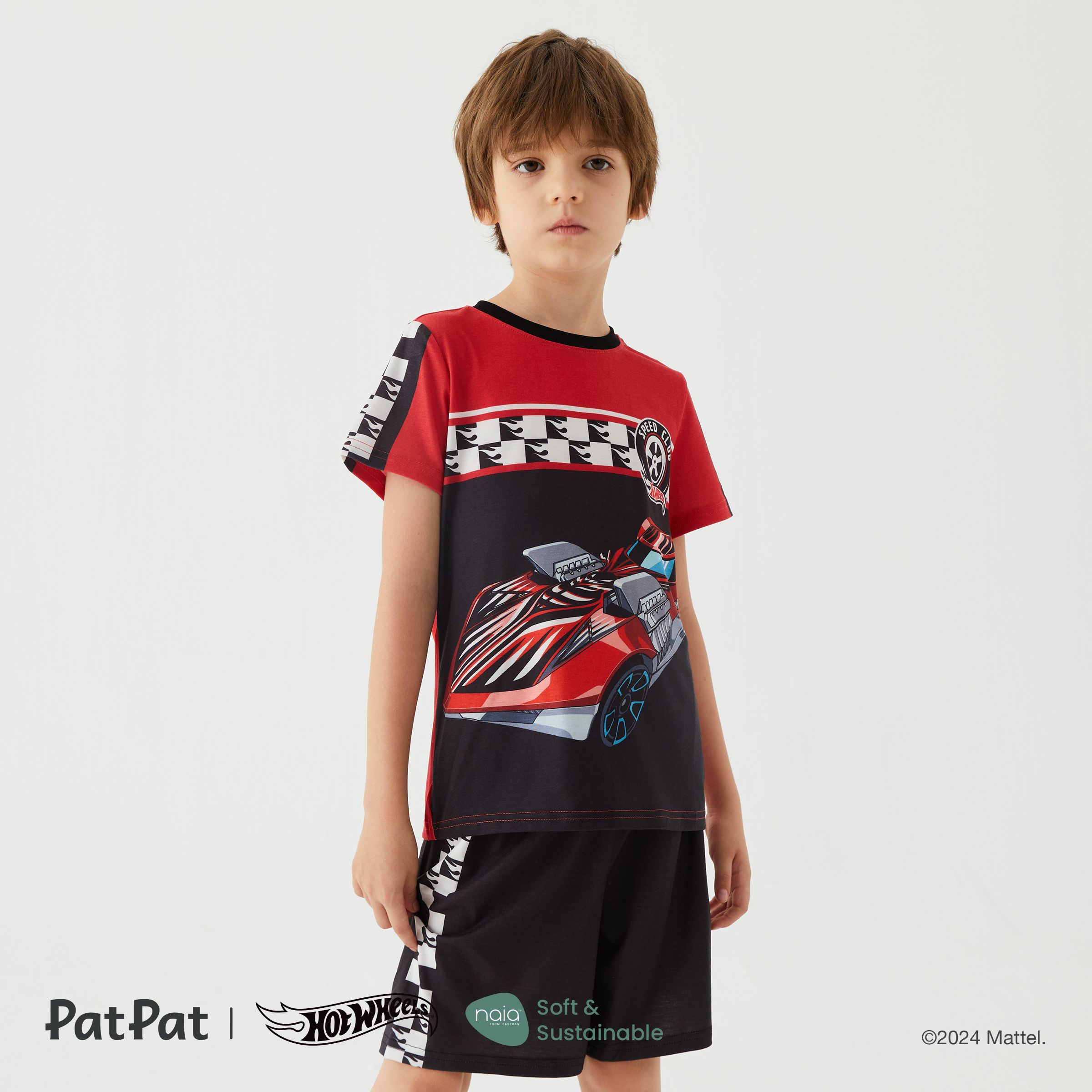Hot Wheels Kid Girl / Boy 2pcs Vehicle Print Naia™ Short-sleeve Top And Shorts Set