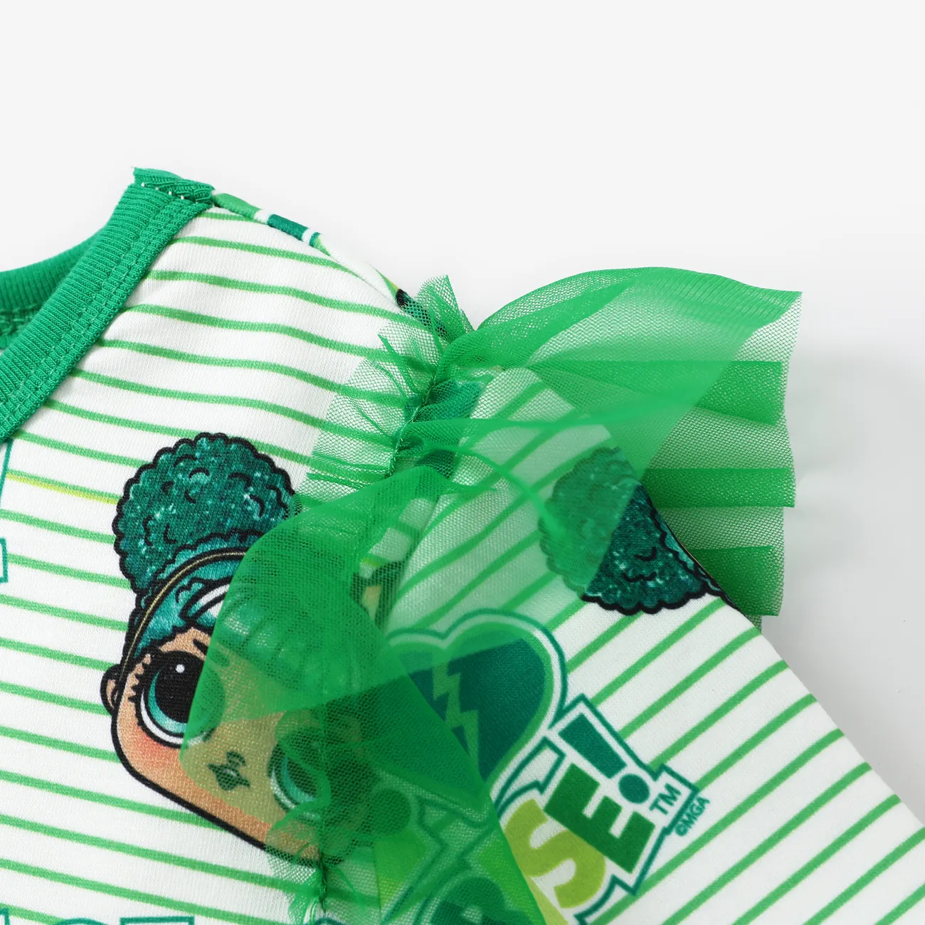 L.O.L. SURPRISE! 1pc Saint Patrick's Day  ToddlerGirl Cute Character Print Ruffle T-shirt
 Green big image 1