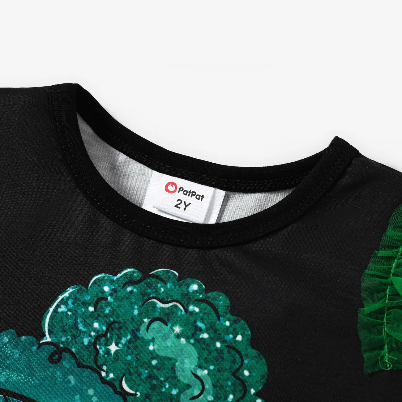 LOL Surprise St. Patrick's Day Kleinkinder Mädchen Rüschenrand Kindlich Kurzärmelig T-Shirts schwarz big image 1