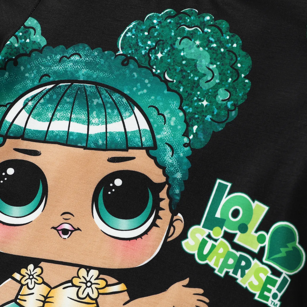 L.O.L. SURPRISE! 1pc Saint Patrick's Day  ToddlerGirl Cute Character Print Ruffle T-shirt
 Black big image 1