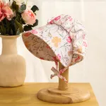 Baby Girl Sun Protection Princess Hat with Floral Pattern Pink