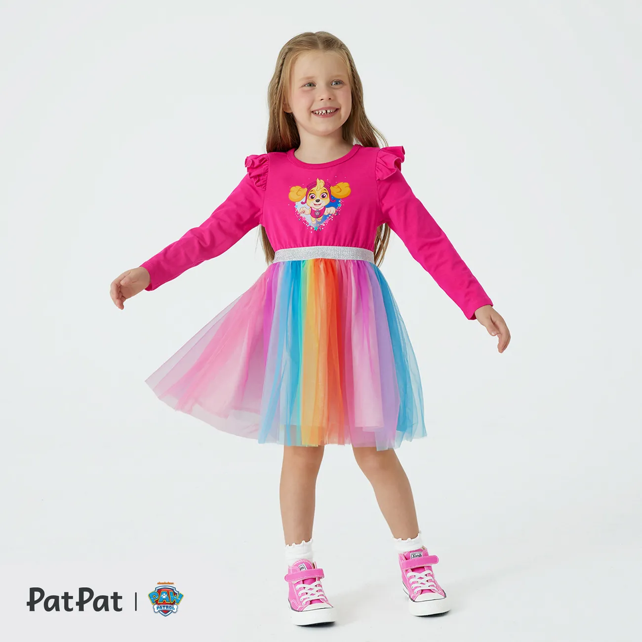 PAW Patrol Toddler Girl Character Print Flutter-sleeve Dress Roseo big image 1