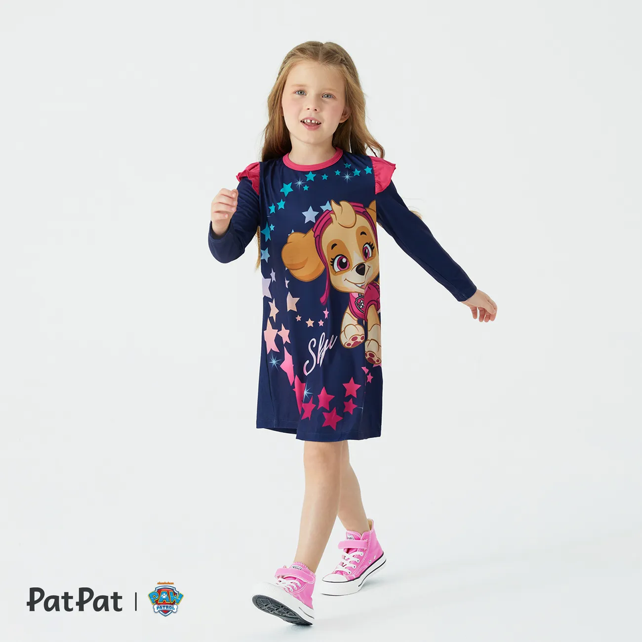 PAW Patrol Toddler Girl Flounce Star Graphic Print Dress Dark Blue big image 1