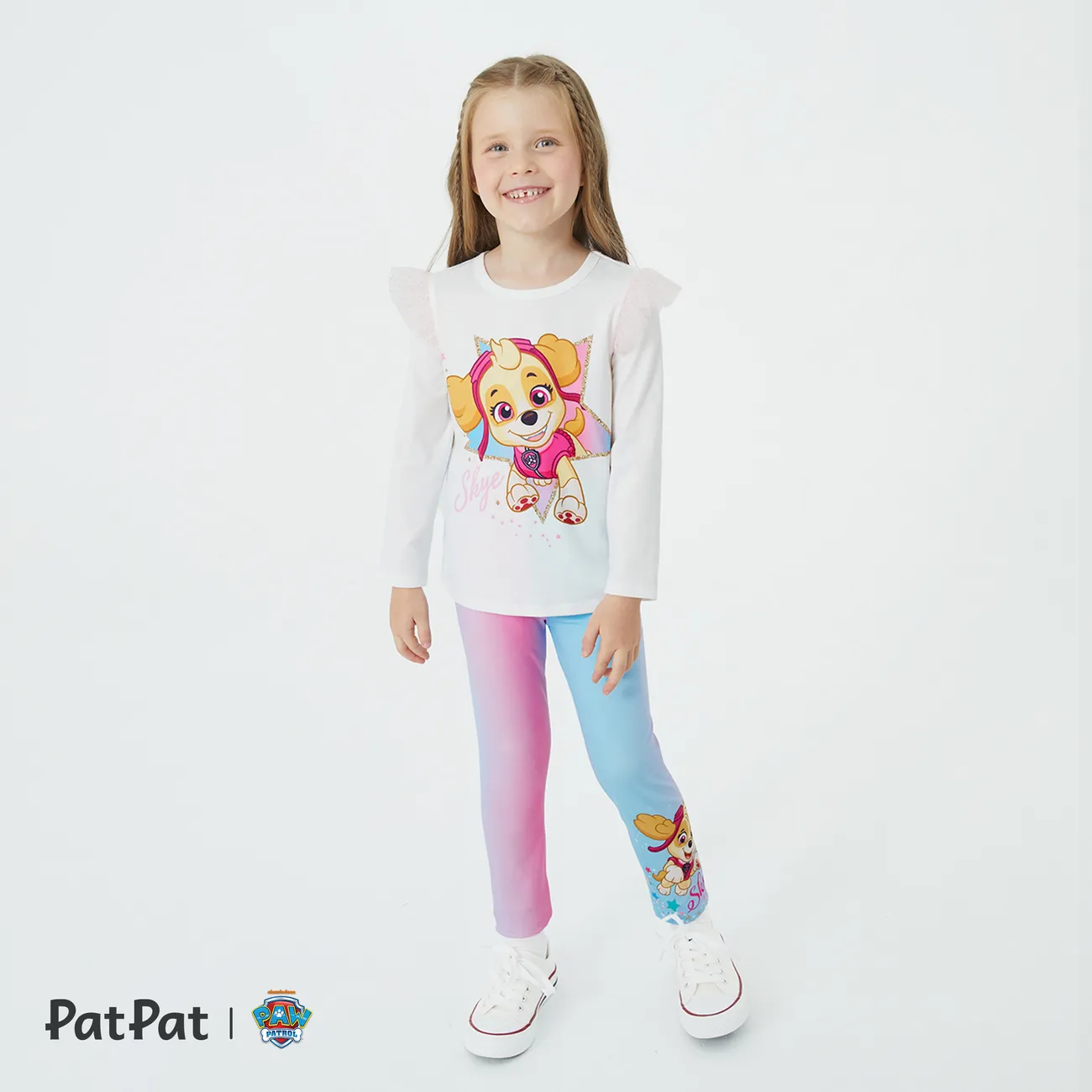 PAW Patrol Toddler Girl Character Print Hooded Jacket or Mesh Flutter-sleeve Sweatshirt or Colorful Print Leggings White big image 1