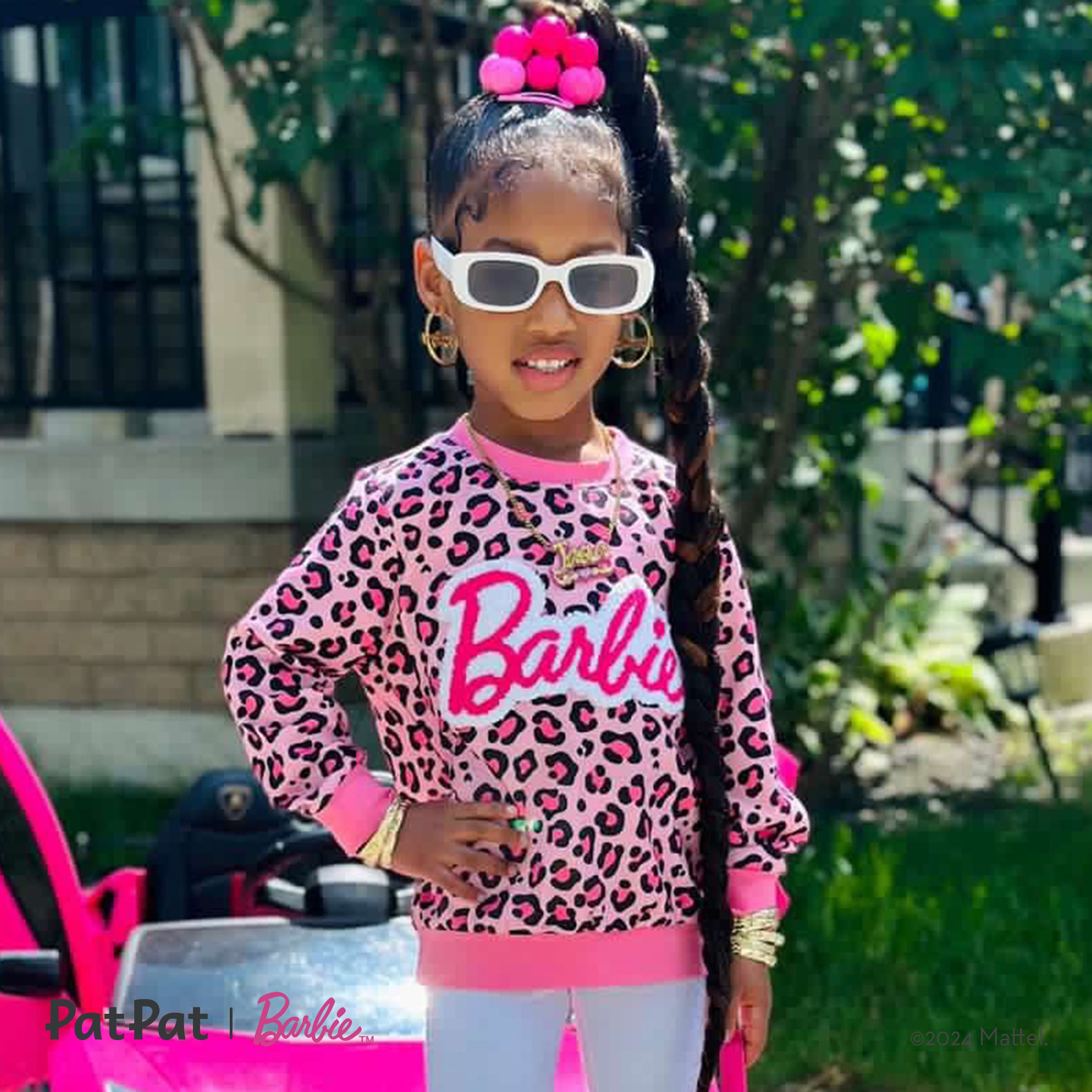 Barbie Toddler / Kid Girl Naia™ Lettre Brodée Léopard Pull à Manches Longues