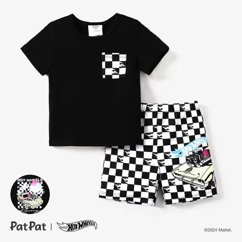 Hot Wheels Toddler Boy/Kid Boy Checkerboard Pied-de-poule set di stampa

