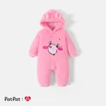 Ursinhos Carinhosos Bebé Unissexo Com capuz Urso Infantil Manga comprida Macacão Rosa Escuro