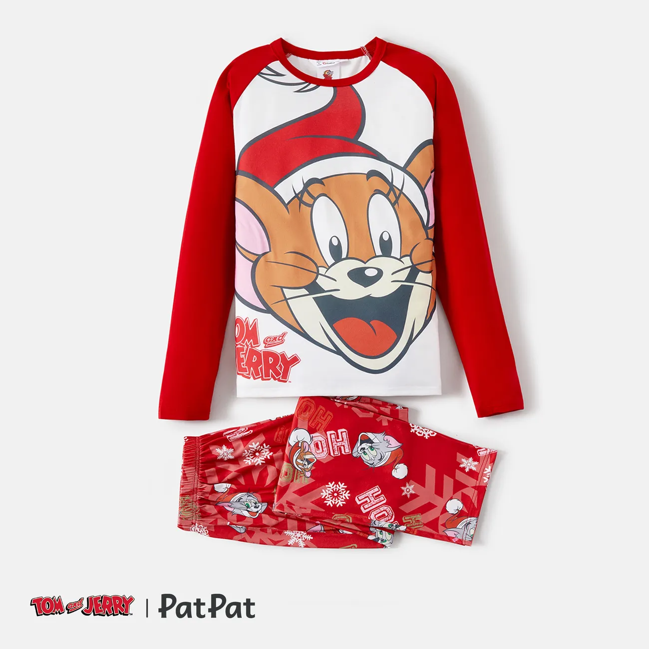 Tom and Jerry Natal Look de família Manga comprida Conjuntos de roupa para a família Pijamas (Flame Resistant) Vermelho big image 1
