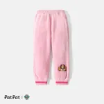 PAW Patrol Toddler Girl/Boy Patch Embroidered Flannel Fleece Elasticized Pants Light Pink