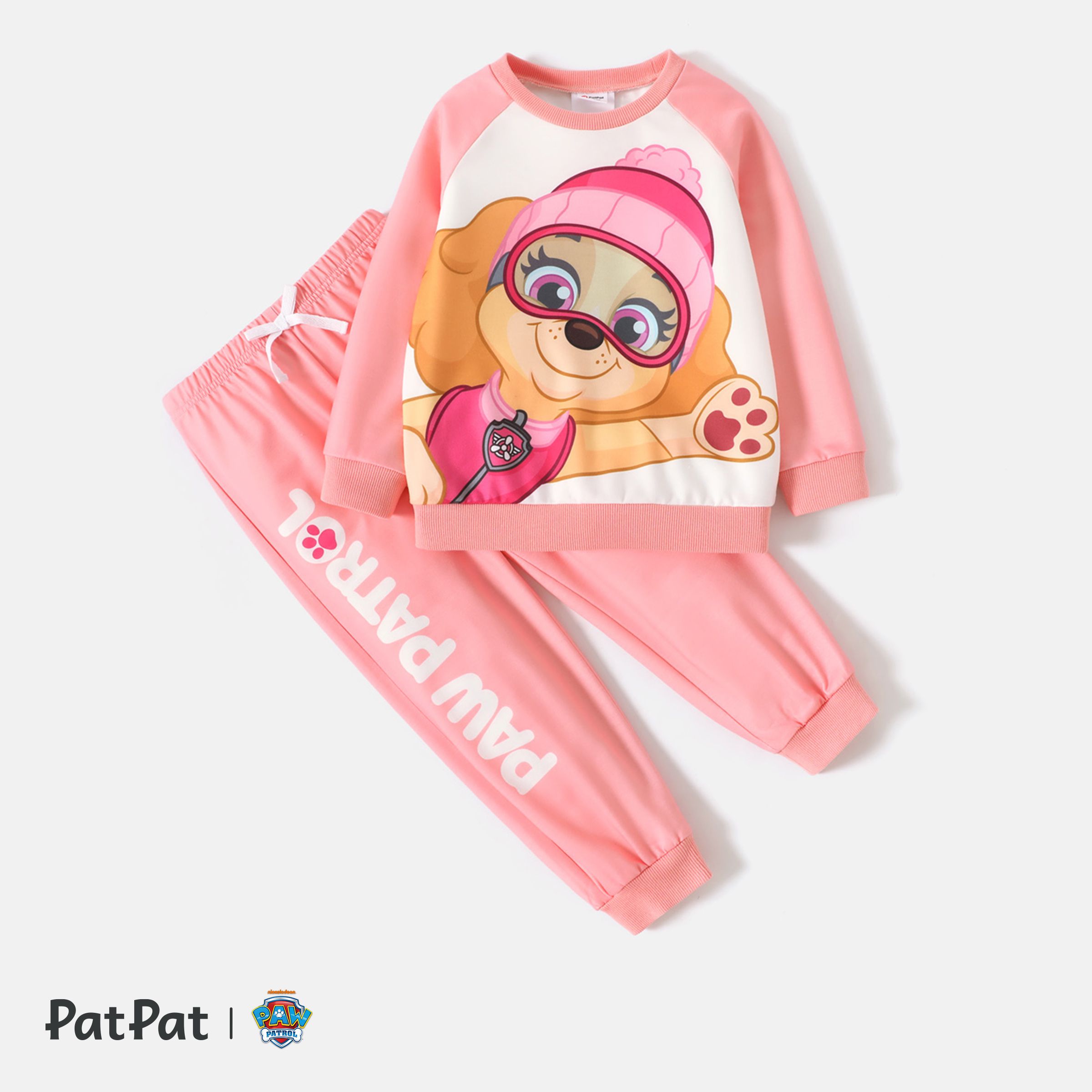 PAW Patrol 2pcs Toddler Girl/Boy Colorblock Raglan Sleeve Sweatshirt And Elasticized Pants Set