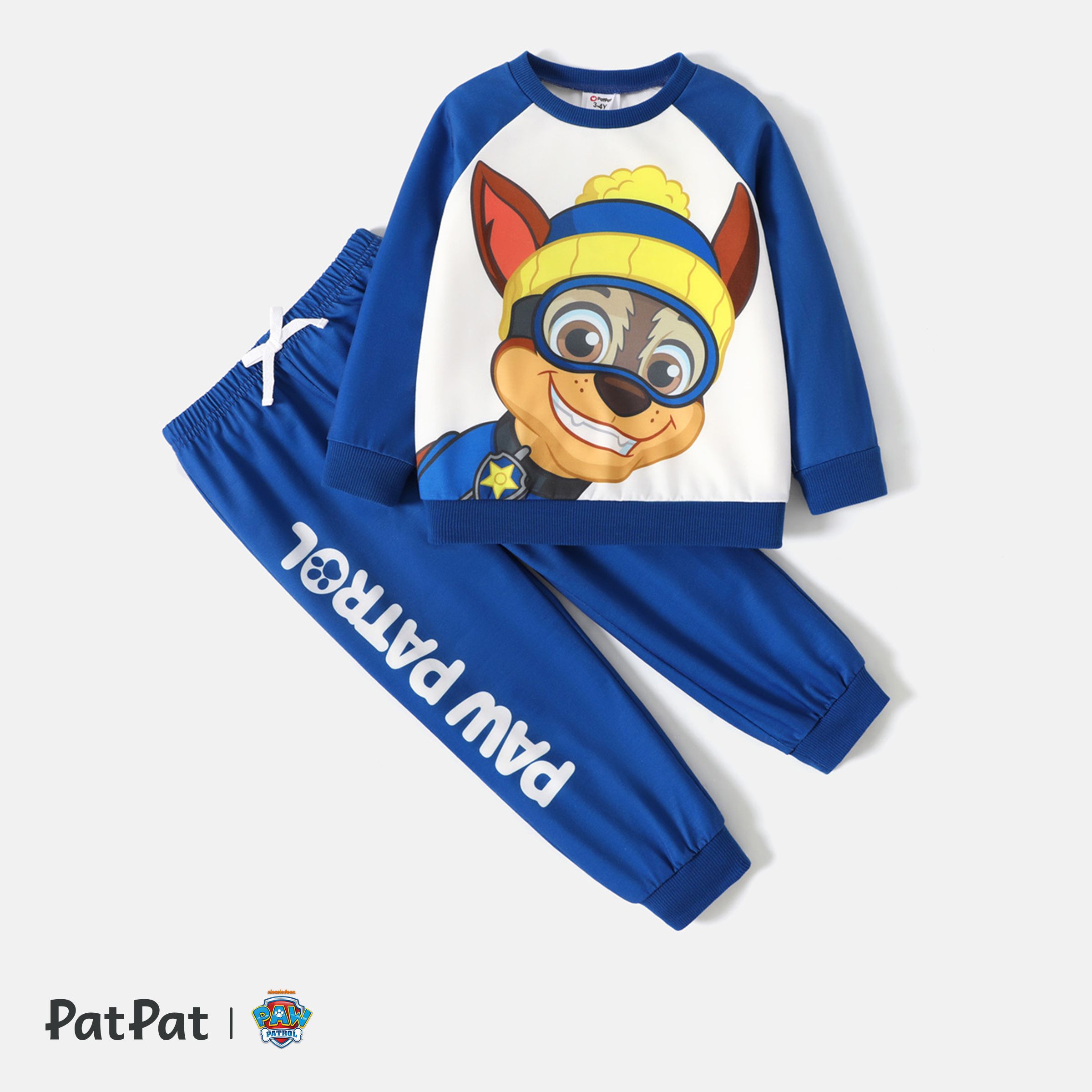 PAW Patrol 2pcs Toddler Girl/Boy Colorblock Raglan Sleeve Sweatshirt And Elasticized Pants Set