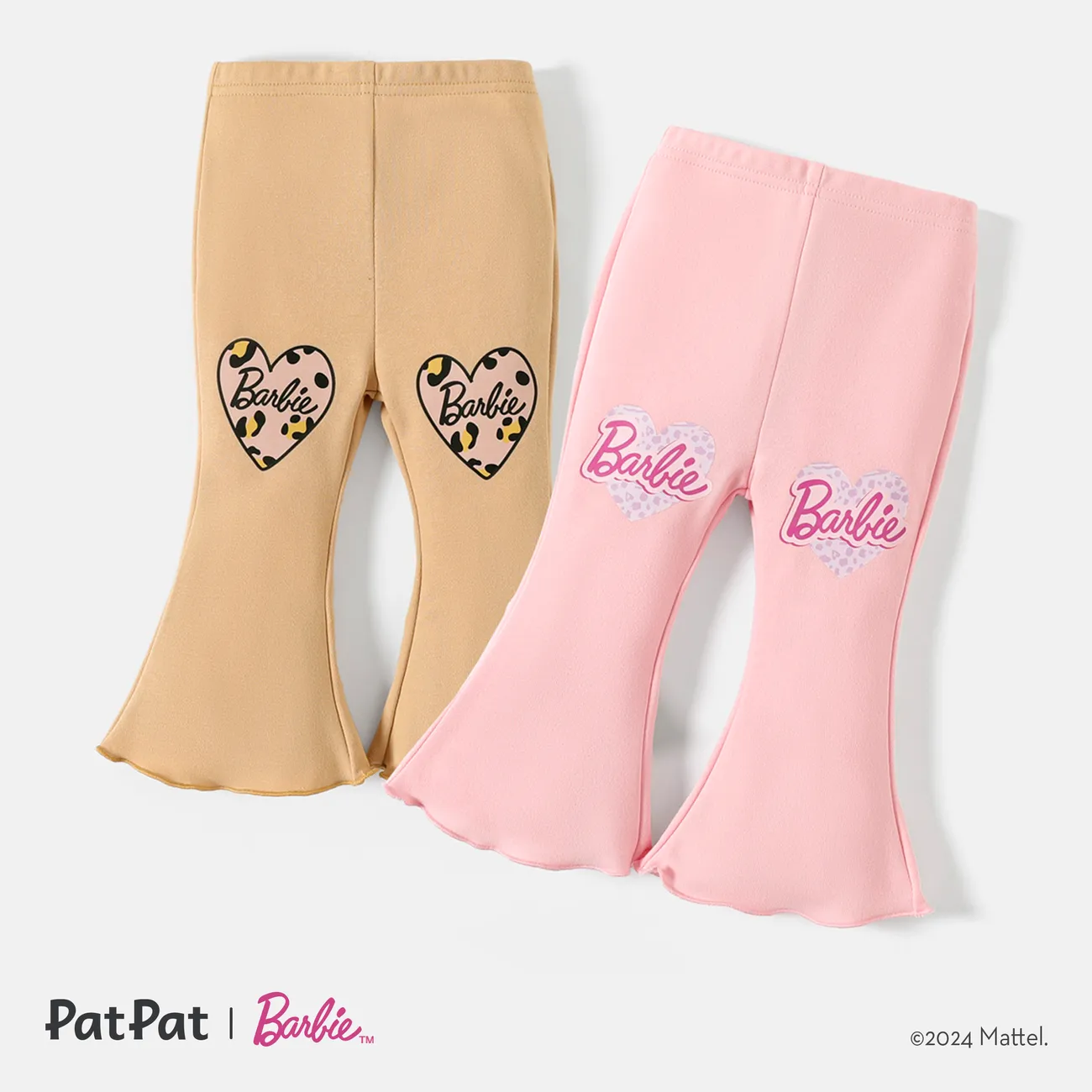 Barbie Baby Girl Graphic Print Flared Pants Pink big image 1