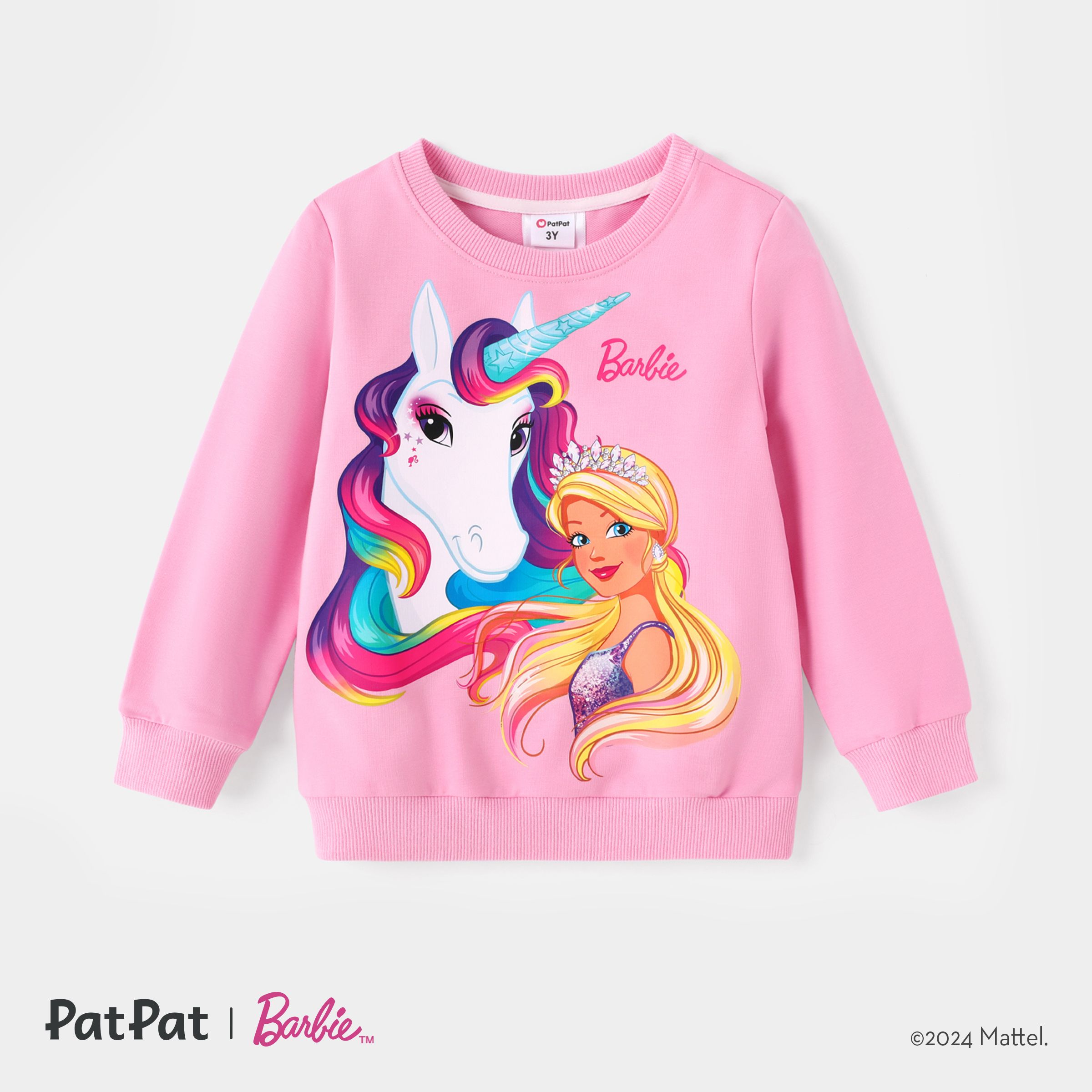 Toddler Girl Unicorn Print Pink Pullover Sweatshirt