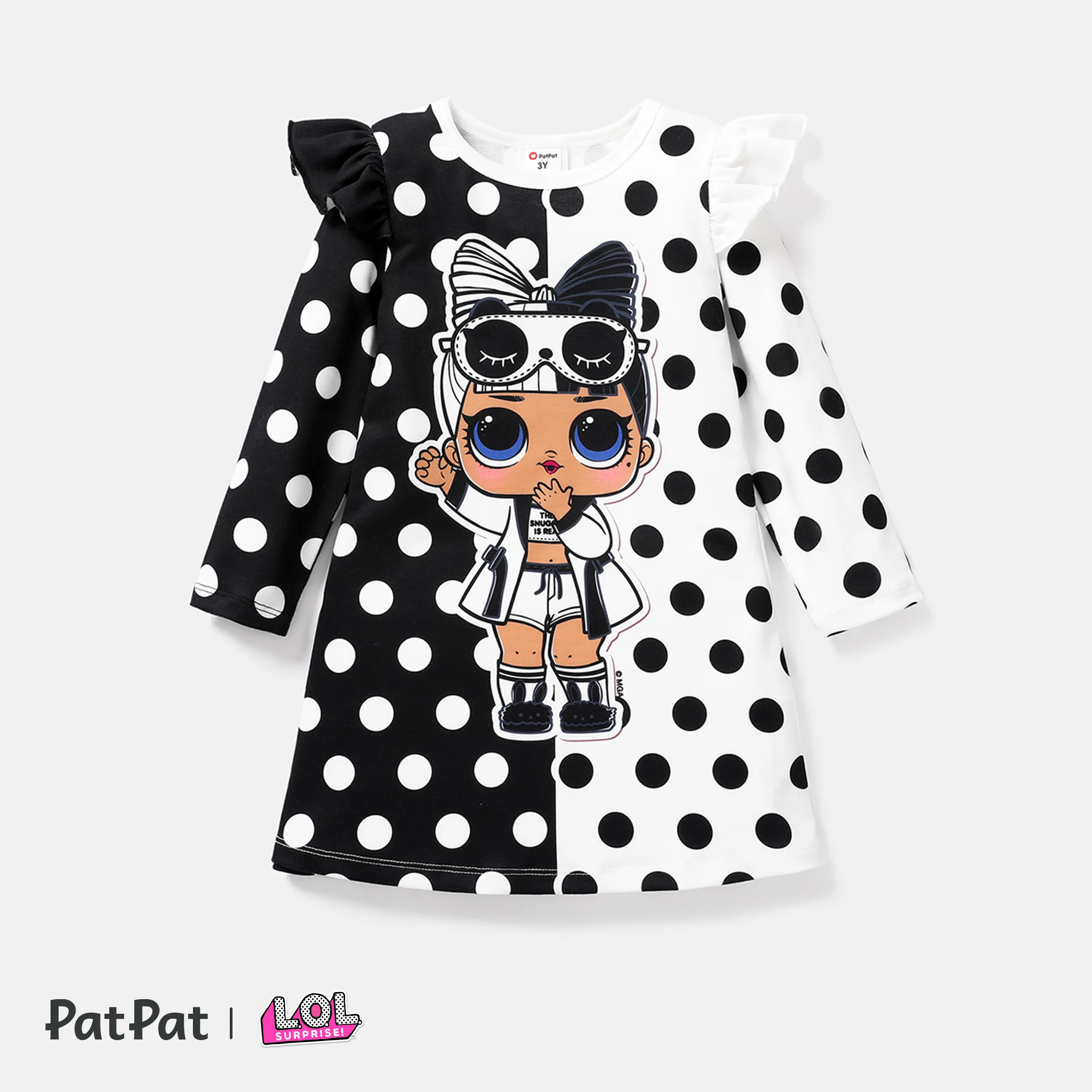 L.O.L. SURPRISE! Toddler Girl Ruffled Polka Dots Long-sleeve Dress