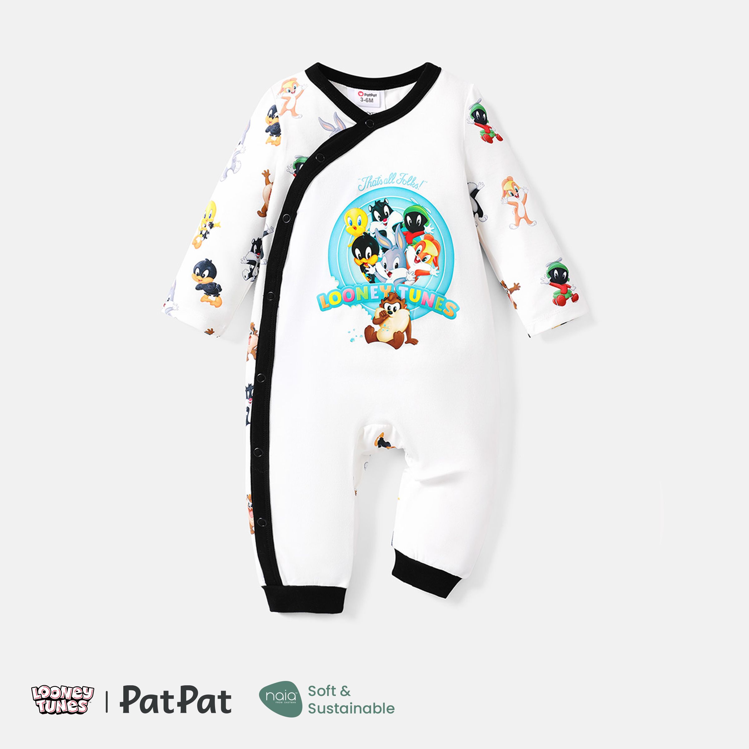 Looney Tunes Baby Boy/Girl Allover Print Long-sleeve Button Naiaâ¢ Jumpsuit