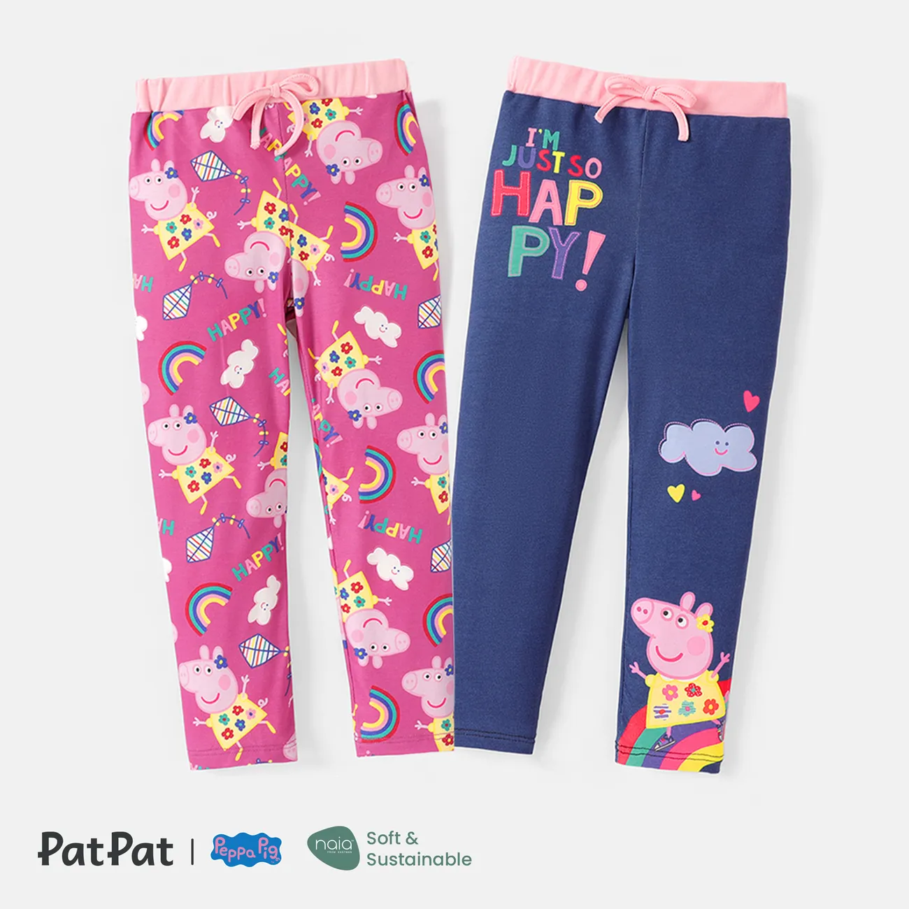 Peppa Pig Toddler Girl Naia Rainbow Print Elasticized Leggings Pink big image 1