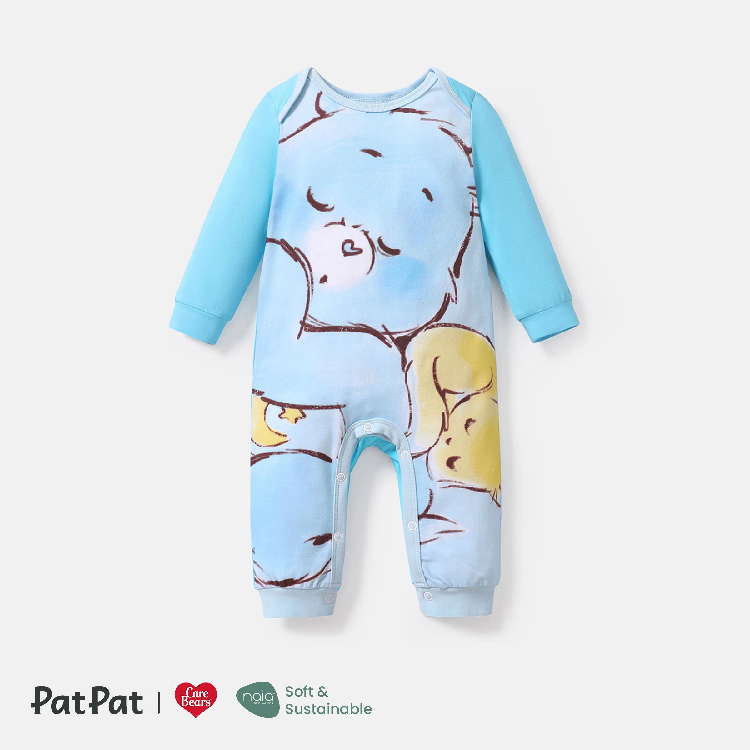 Care Bears Baby Boy/Girl Cartoon Bear Print Long-sleeve Cotton Jumpsuit