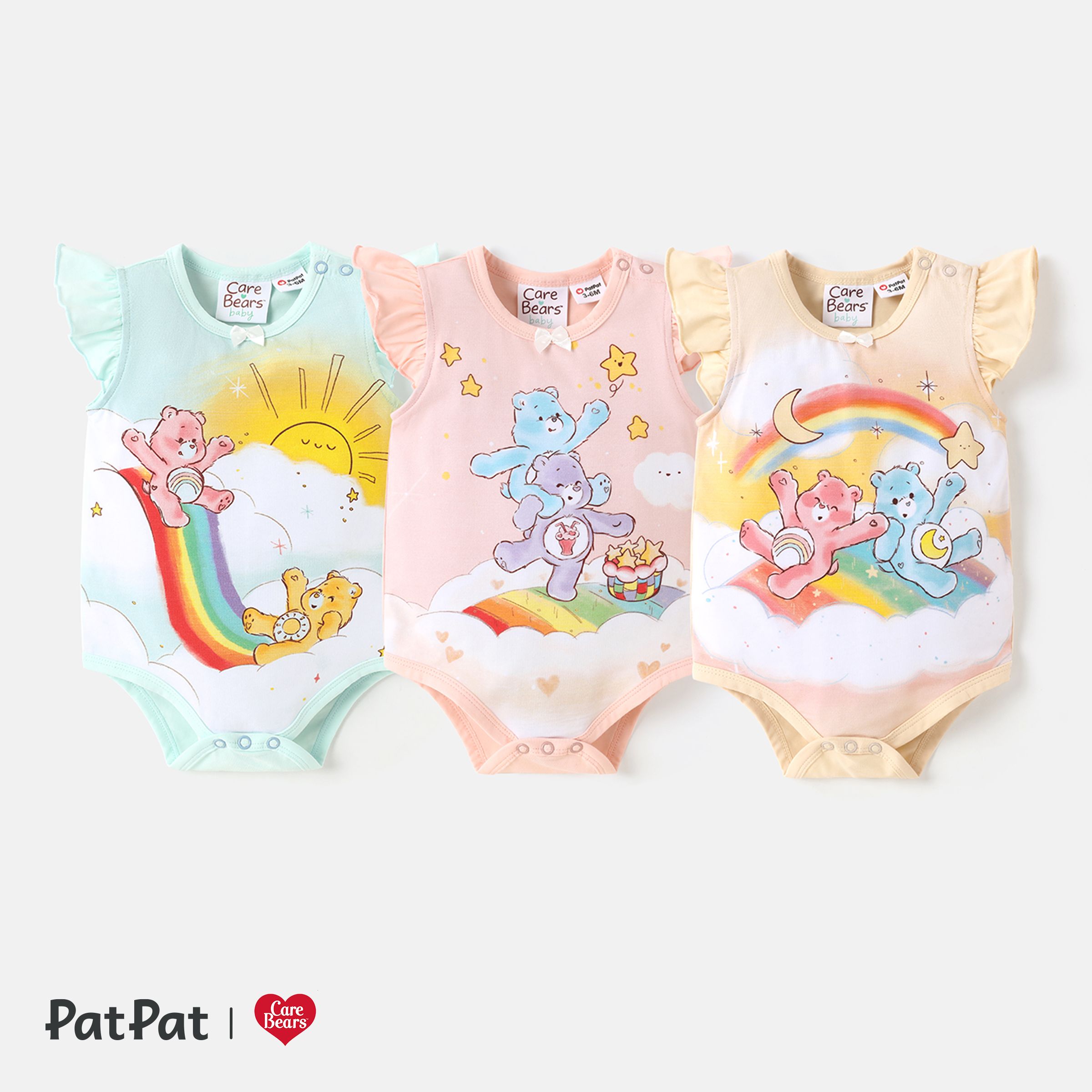 

Care Bears Baby Boy/Girl Cotton Flutter-sleeve Bear Print Romper