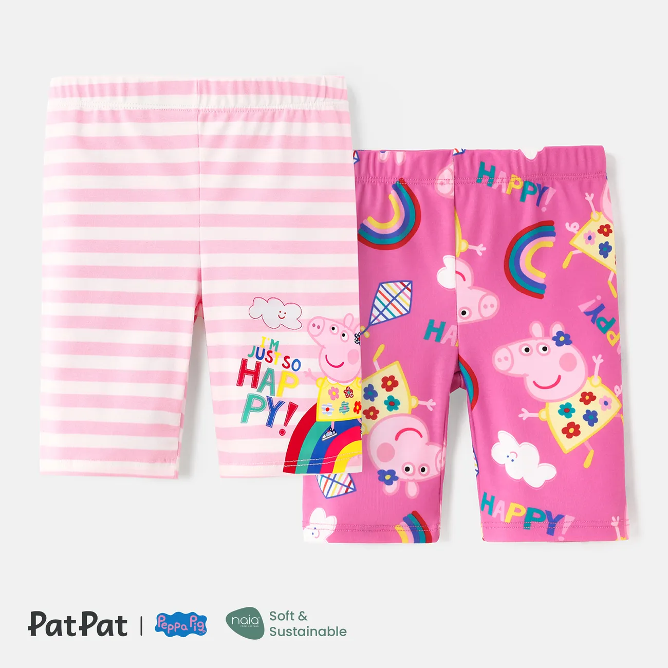 Peppa Pig Toddler Girl Rainbow/Stripe & Character Print Leggings PinkyWhite big image 1