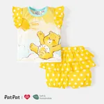 Care Bears Baby Girl 2pcs Flutter-sleeve Graphic Naia™ Tee and Cotton Layered Ruffled Shorts Set Yellow